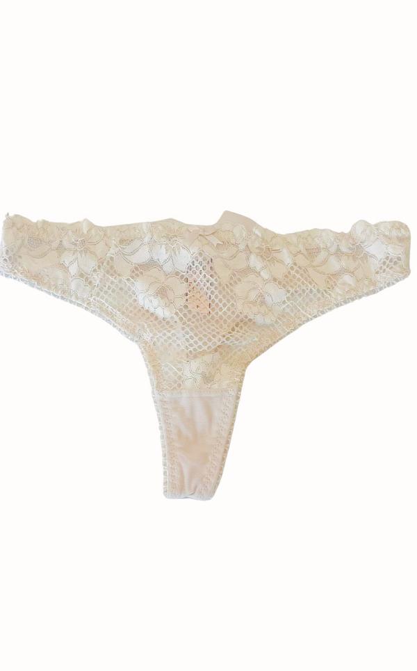 Κιλοτάκι String με Σατέν Φιόγκο - Μπεζ - LC8199-Μπέζ-One Size