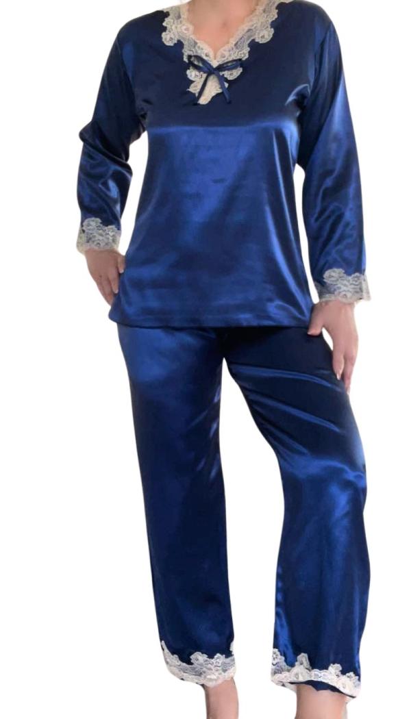 Πυτζάμα Σατέν Luxury Style - Μπλε - CV45223-Μπλέ-M
