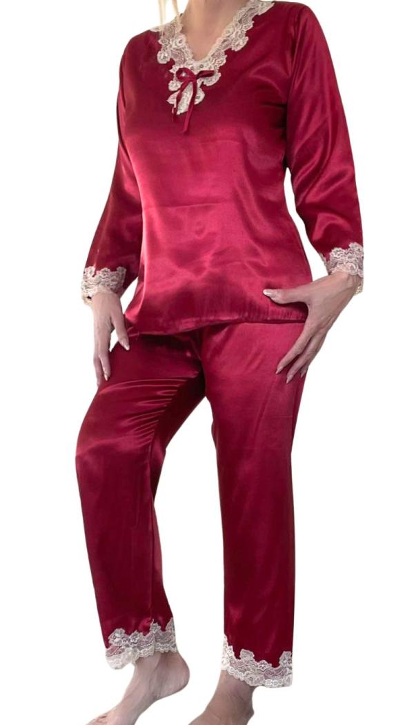 Πυτζάμα Σατέν Luxury Style - Μπορντό - CV45223-Μπορτό-L