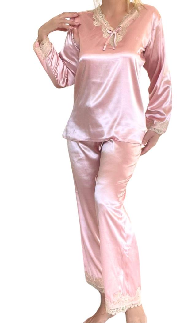Πυτζάμα Σατέν Luxury Style - Ροζ - CV45223-Ροζ-M